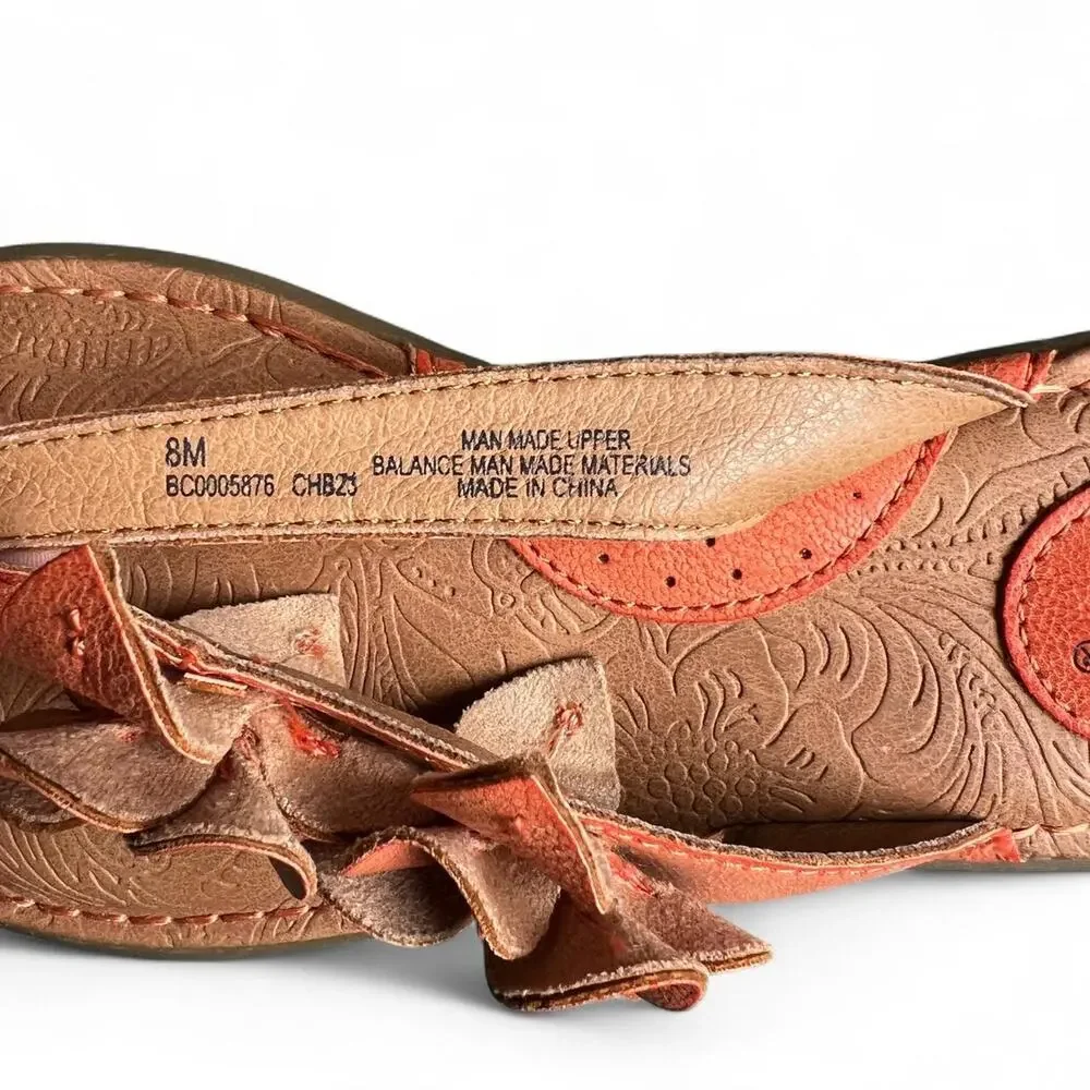 Brown leather flip flops with